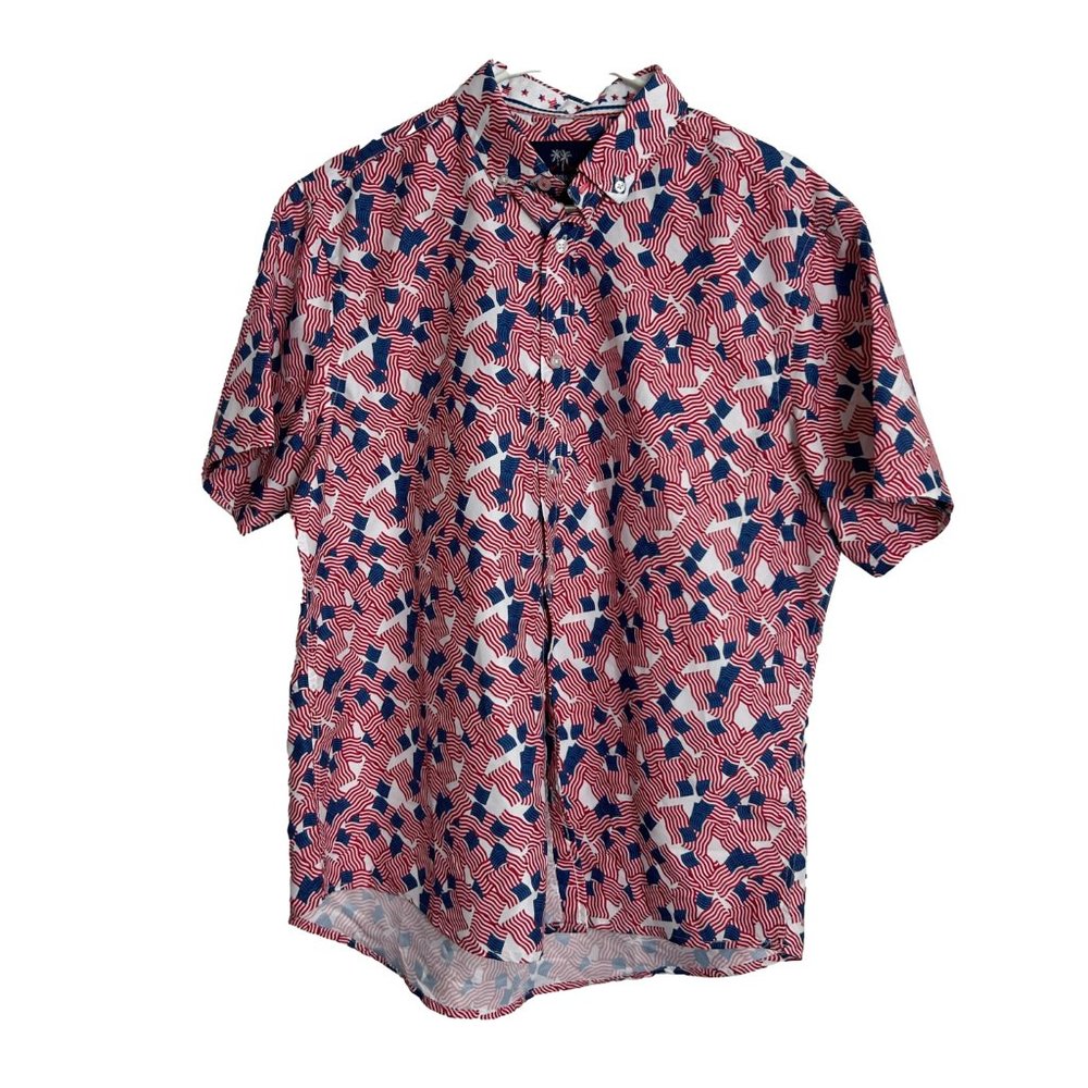 Tropical Collection Mens Shirt Size Large Patriotic USA Flags 4th of July - Picture 9 of 9